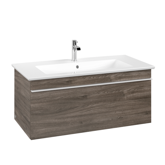 Тумба під раковину Villeroy & Boch Venticello 95,3х50,2 см ДСП кам'яний дуб/ручка алюміній білий A93502RK