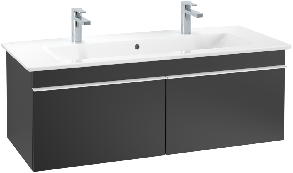 Тумба під раковину Villeroy & Boch Venticello 115,3х50,2 см МДФ чорний матовий лак/ручка алюміній білий A93802PD