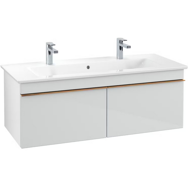 Тумба под раковину Villeroy & Boch Venticello 115,3х50,2 МДФ стекло глянцевое белое/ручка медь A93805RE