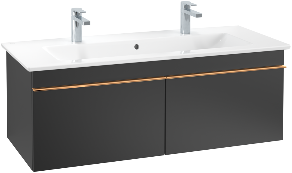 Тумба під раковину Villeroy & Boch Venticello 115,3х50,2 см МДФ чорний матовий лак/ручка мідь A93805PD