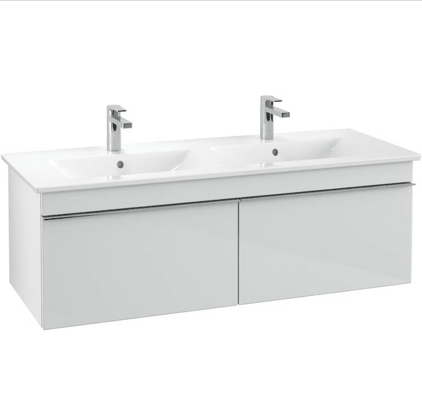 Тумба под раковину Villeroy & Boch Venticello 125,3х50,2 МДФ стекло глянцевое белое/ручка хром A93901RE