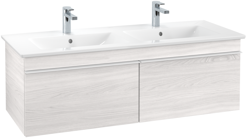 Тумба под раковину Villeroy & Boch Venticello 125,3х50,2 см ДСП/МДФ белое дерево/ручка алюминий белый A93902E8