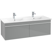 Тумба під раковину Villeroy & Boch Venticello 125,3х50,2 см МДФ скло глянсове сіре/ручка алюміній білий A93902RA