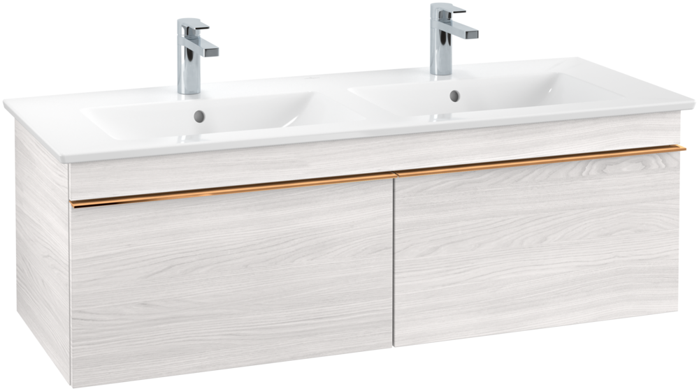 Тумба під раковину Villeroy & Boch Venticello 125,3х50,2 см ДСП/МДФ біле дерево/ручка мідь A93905E8