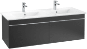 Тумба под раковину Villeroy & Boch Venticello 125,3х50,2 см МДФ черный матовый лак/ручка хром A93901PD
