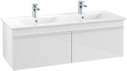 Тумба під раковину Villeroy & Boch Venticello 125,3х50,2 см МДФ глянсовий білий/ручка алюміній білий A93902DH