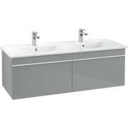 Тумба под раковину Villeroy & Boch Venticello 125,3х50,2 см МДФ стекло глянцевое серое/ручка алюминий белый A93902RA