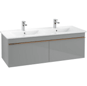 Тумба під раковину Villeroy & Boch Venticello 125,3х50,2 см МДФ скло глянсове сіре/ручка мідь A93905RA