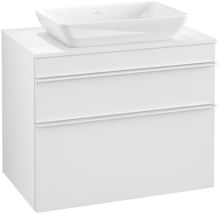 Тумба под раковину Villeroy & Boch Venticello 75,7х50,2 см ДСП/МДФ белый матовый/ручка алюминий белый A94002MS