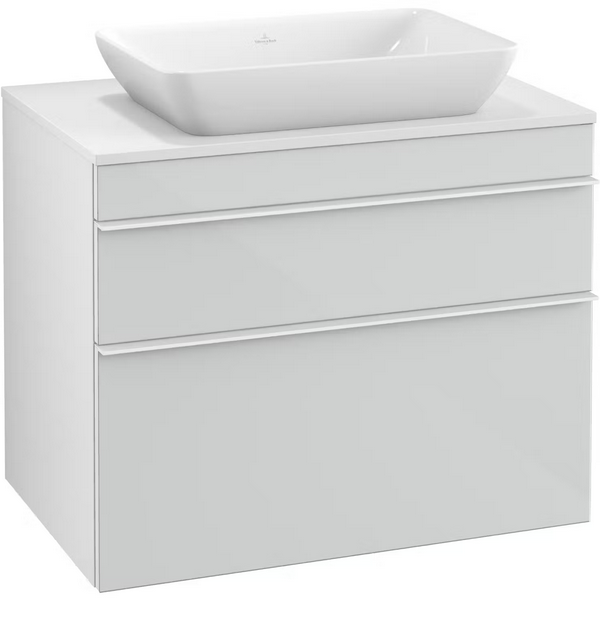 Тумба під раковину Villeroy & Boch Venticello 75,7х50,2 МДФ скло глянсове біле/ручка алюміній білий A94002RE