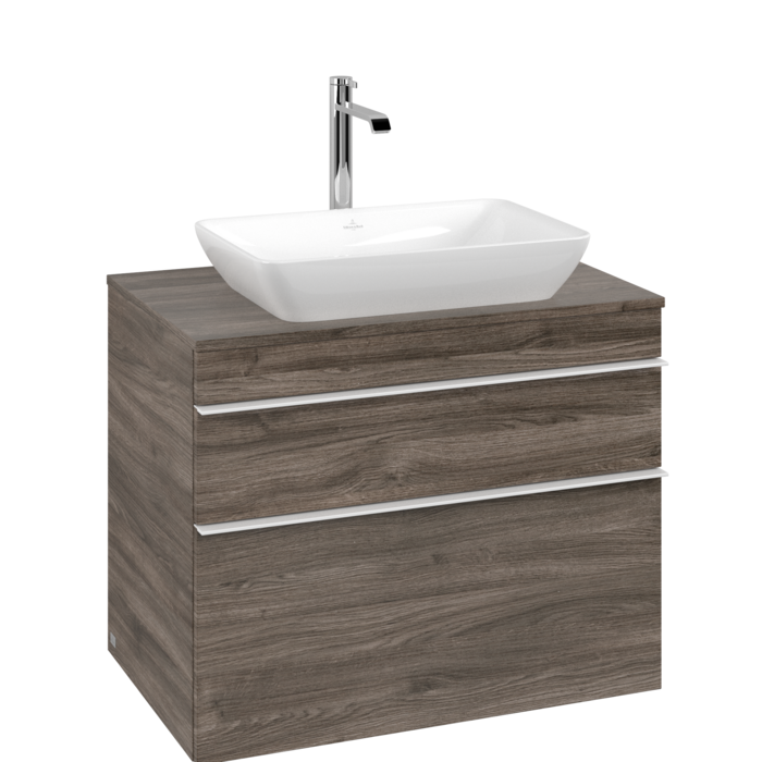 Тумба под раковину Villeroy & Boch Venticello 75,7х50,2 см ДСП каменный дуб/ручка алюминий белый A94002RK