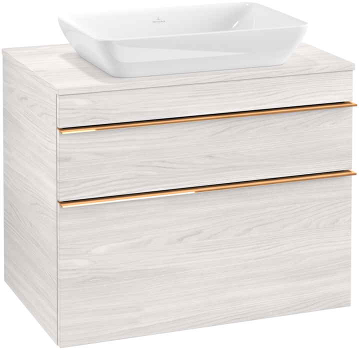 Тумба под раковину Villeroy & Boch Venticello 75,7х50,2 см ДСП/МДФ белое дерево/ручка медь A94005E8