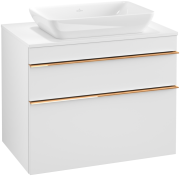 Тумба під раковину Villeroy & Boch Venticello 75,7х50,2 см ДСП/МДФ білий матовий/ручка мідь A94005MS