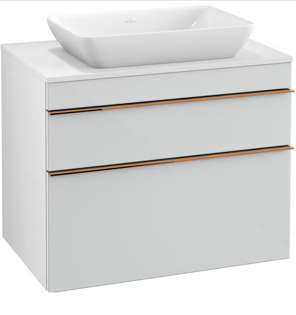 Тумба под раковину Villeroy & Boch Venticello 75,7х50,2 МДФ стекло глянцевое белое/ручка медь A94005RE