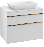 Тумба под раковину Villeroy & Boch Venticello 75,7х50,2 МДФ стекло глянцевое белое/ручка медь A94005RE