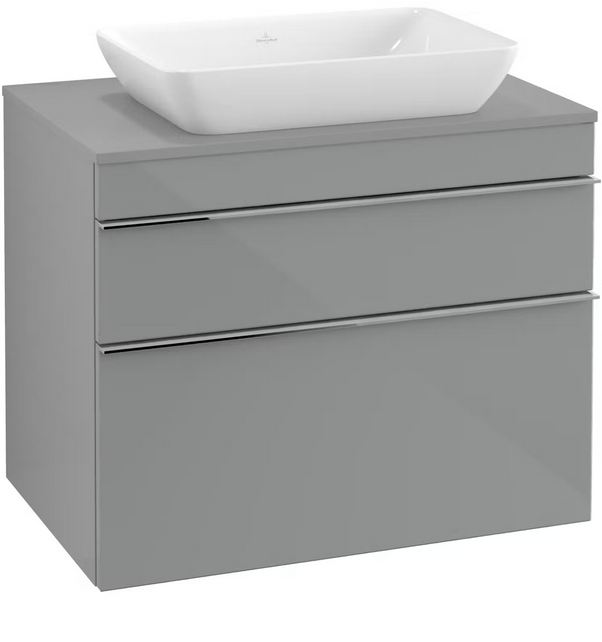 Тумба під раковину Villeroy & Boch Venticello 75,7х50,2 см МДФ скло глянсове сіре/ручка хром A94001RA