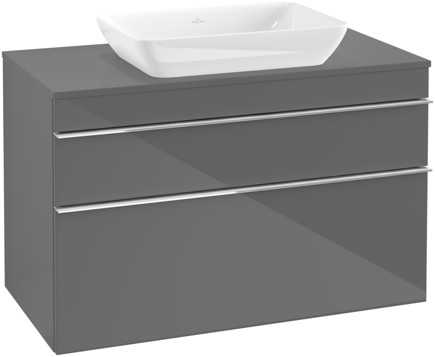 Тумба под раковину Villeroy & Boch Venticello 95,7х50,2 см МДФ глянцевый серый/ручка хром A94101FP