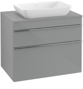 Тумба під раковину Villeroy & Boch Venticello 75,7х50,2 см МДФ скло глянсове сіре/ручка хром A94001RA