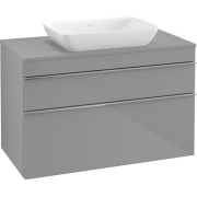 Тумба під раковину Villeroy & Boch Venticello 95,7х50,2 см МДФ скло глянсове сіре/ручка хром A94101RA