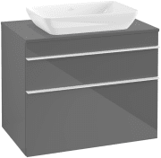 Тумба под раковину Villeroy & Boch Venticello 75,7х50,2 см МДФ глянцевый серый/ручка алюминий белый A94002FP