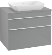 Тумба под раковину Villeroy & Boch Venticello 75,7х50,2 см МДФ стекло глянцевое серое/ручка алюминий белый A94002RA