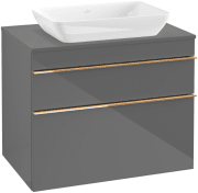 Тумба під раковину Villeroy & Boch Venticello 75,7х50,2 см МДФ глянсовий сірий/ручка мідь A94005FP