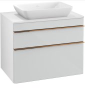 Тумба под раковину Villeroy & Boch Venticello 75,7х50,2 МДФ стекло глянцевое белое/ручка медь A94005RE