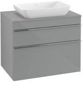 Тумба под раковину Villeroy & Boch Venticello 75,7х50,2 см МДФ стекло глянцевое серое/ручка хром A94001RA