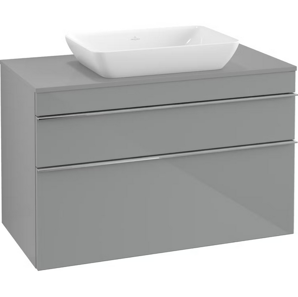 Тумба под раковину Villeroy & Boch Venticello 95,7х50,2 см МДФ стекло глянцевое серое/ручка хром A94101RA