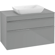 Тумба під раковину Villeroy & Boch Venticello 95,7х50,2 см МДФ скло глянсове сіре/ручка хром A94101RA