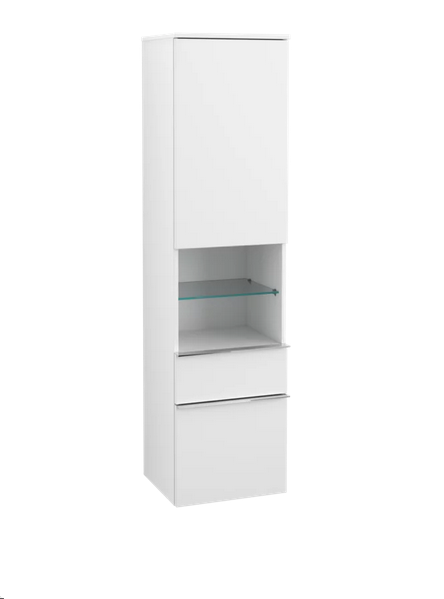 Пенал Villeroy & Boch Venticello 40,4х37,2х154,6 см петлі ліворуч ДСП/МДФ білий матовий/ручка хром A95201MS