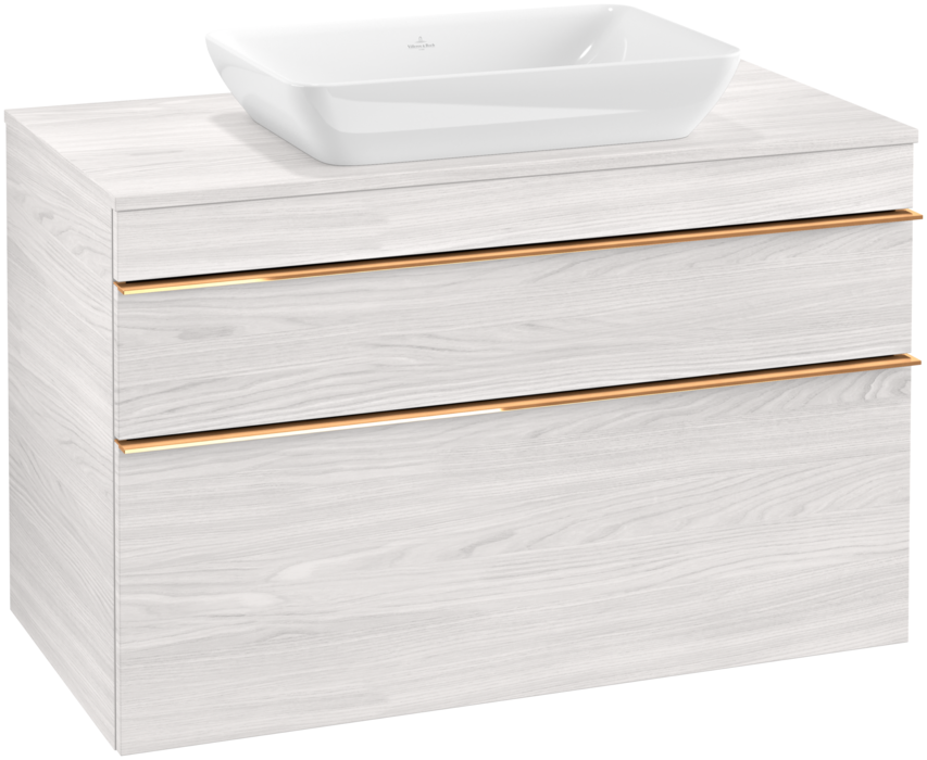 Тумба під раковину Villeroy & Boch Venticello 95,7х50,2 см ДСП/МДФ біле дерево/ручка мідь A94105E8