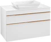 Тумба под раковину Villeroy & Boch Venticello 95,7х50,2 см ДСП/МДФ белый матовый/ручка медь A94105MS