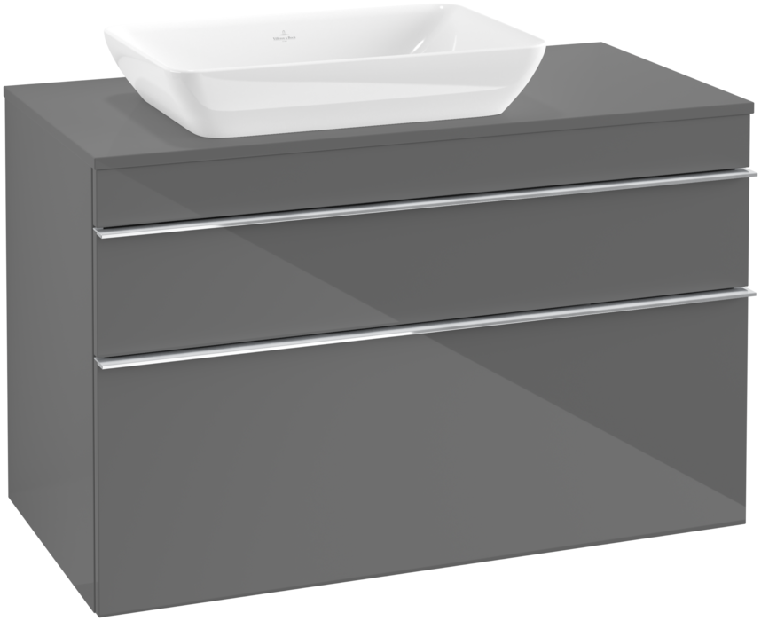 Тумба під раковину Villeroy & Boch Venticello 95,7х50,2 см МДФ глянсовий сірий/ручка хром A94201FP