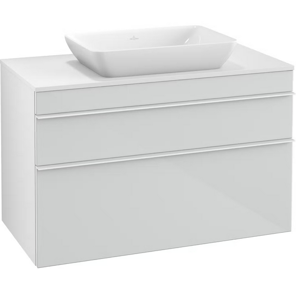 Тумба під раковину Villeroy & Boch Venticello 95,7х50,2 МДФ скло глянсове біле/ручка алюміній білий A94102RE