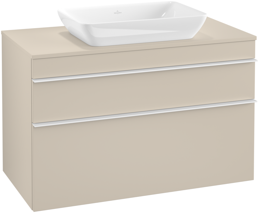 Тумба под раковину Villeroy & Boch Venticello 95,7х50,2 см ДСП мягкий серый/ручка алюминий белый A94102VK