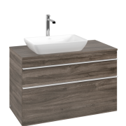 Тумба під раковину Villeroy & Boch Venticello 95,7х50,2 см ДСП кам'яний дуб/ручка алюміній білий  A94202RK