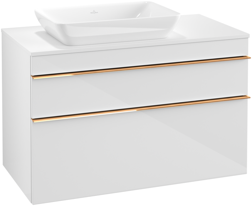 Тумба под раковину Villeroy & Boch Venticello 95,7х50,2 см МДФ глянцевый белый/ручка медь A94205DH