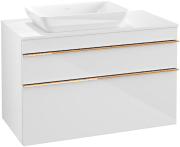 Тумба під раковину Villeroy & Boch Venticello 95,7х50,2 см МДФ глянсовий білий/ручка мідь A94205DH