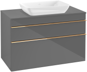 Тумба під раковину Villeroy & Boch Venticello 95,7х50,2 см МДФ глянсовий сірий/ручка мідь A94105FP