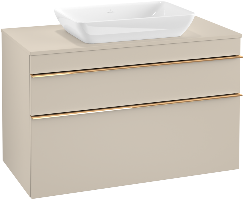 Тумба під раковину Villeroy & Boch Venticello 95,7х50,2 см ДСП м'який сірий/ручка мідь A94105VK