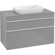 Тумба під раковину Villeroy & Boch Venticello 95,7х50,2 см МДФ скло глянсове сіре/ручка алюміній білий A94102RA