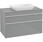 Тумба под раковину Villeroy & Boch Venticello 95,7х50,2 см МДФ стекло глянцевое серое/ручка алюминий белый A94102RA