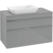 Тумба під раковину Villeroy & Boch Venticello 95,7х50,2 см МДФ скло глянсове сіре/ручка хром A94201RA