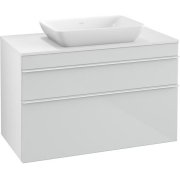 Тумба под раковину Villeroy & Boch Venticello 95,7х50,2 МДФ стекло глянцевое белое/ручка алюминий белый A94102RE