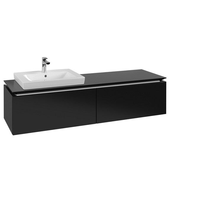 Тумба під раковину Villeroy&Boch Legato 160х38 см МДФ/ДСП чорний матовий лак B68800PD
