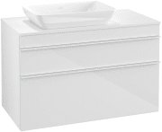 Тумба под раковину Villeroy & Boch Venticello 95,7х50,2 см МДФ глянцевый белый/ручка алюминий белый A94202DH