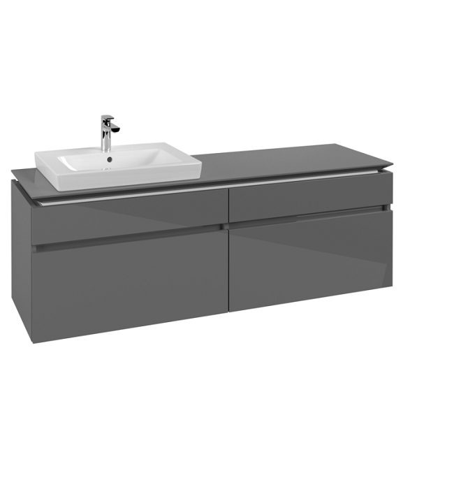 Тумба під раковину Villeroy & Boch Legato 160х55 см МДФ/ДСП глянсовий сірий B68900FP