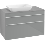 Тумба под раковину Villeroy & Boch Venticello 95,7х50,2 см МДФ стекло глянцевое серое/ручка алюминий белый A94202RA