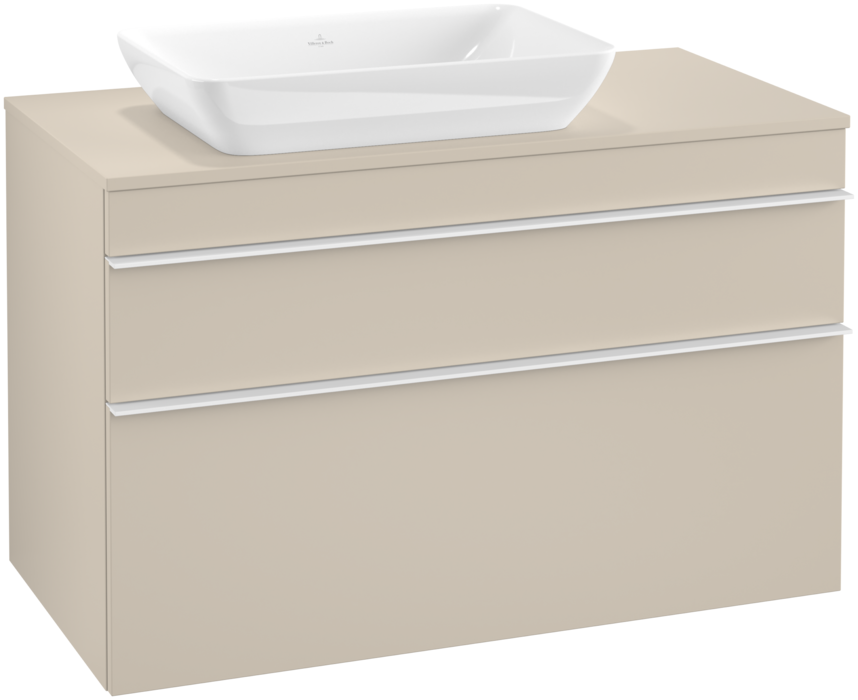 Тумба под раковину Villeroy & Boch Venticello 95,7х50,2 см ДСП мягкий серый/ручка алюминий белый A94202VK